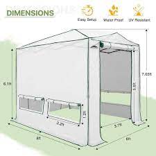 Eagle Peak 8x6 Portable Walk In Greenhouse Instant Pop Up Indoor Outdoor Plant Gardening Green House White Hobby