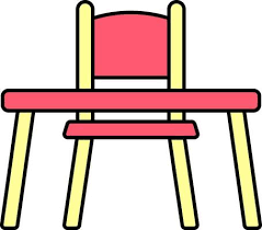 Chair Icon In Red And Yellow Color