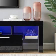 Urtr 14 In Wood Black Tv Stand With 2