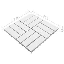 Afoxsos 11 8 In X 11 8 In 10 Pieces Square Acacia Wood Decking Tiles In White Pack Of 10 Tiles
