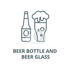 Beer Bottle And Beer Glass Line Icon