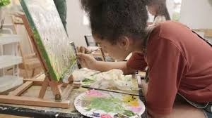 Asian Elementary Children Are Painting
