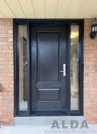 Black Entry Door With Sidelights