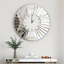 Mirrored Wall Clocks Decor Sparkly Big