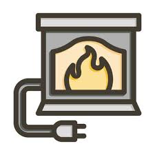 Electric Fireplace Vector Art Icons