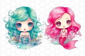 Cute Mermaid Watercolor Cliparts Png