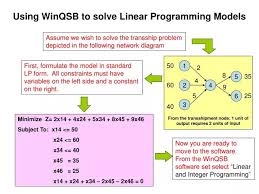 Solve Linear Programming Models