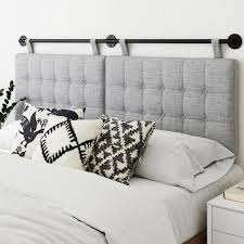 Nathan James Remi King Wall Mount Grey On Tufted Headboard With Adjustable Straps