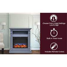 Cambridge Sienna 34 In Electric Fireplace W Multi Color Led Insert And Slate Blue Mantel