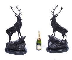 Large Bronze Stag Statuettes After