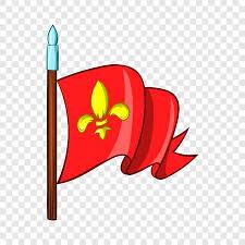 Medieval Red Knight Flag With Gold Lily