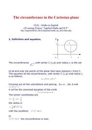 The Circumference In The Cartesian Plane