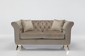 Modern Chesterfield 2 Seater Sofa Mink
