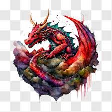 Image Of A Red Dragon On Clouds Png