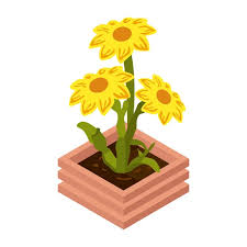 Flower Pot Icon Isometric Potted Plant