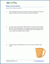 Grade 4 Money Word Problem Worksheets