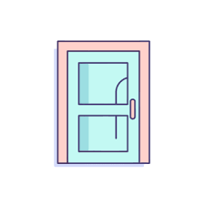 Blue Glass Door Icon Cartoon Style