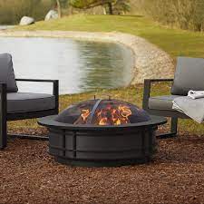 Real Flame Leonard Wood Burning Fire Pit Gray