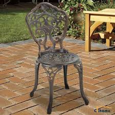 Clihome Patio Cast Aluminum Bistro Chair With Flower Design Set Of 2 Brown
