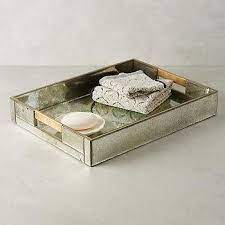 Glass Brass Mirrored Tray S