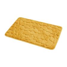 Evideco Bath Rug Memory Foam Mat 3d Pebble Yellow Mustard 32 L X 20 W
