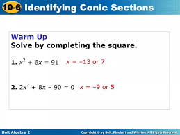 Warm Up Solve By Completing The Square