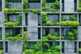 Building Facade With Green Plants