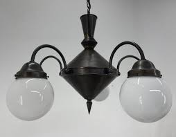 Milk Glass Chandelier 1930s