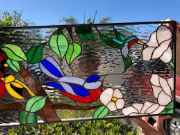 Colorful Bird Gathering 2 Stained Glass