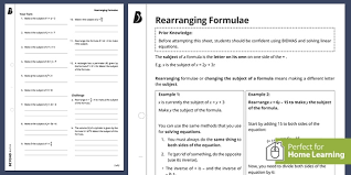 Rearranging Formulae Worksheet Home