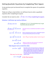 Solving Quadratic Equations By