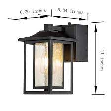 Aloa Decor 1 Light Matte Black Dusk To Dawn Sensor Outdoor Wall Lantern Sconces With Seeded Glass And Built In Gfci S