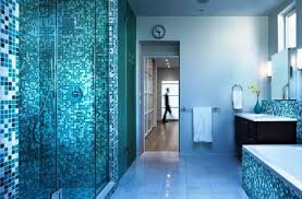 Dubond Blue Bathroom Glass Mosaic Tiles