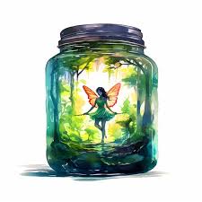 Nature Inside A Glass Jar Watercolor Paint