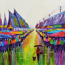 Chiang Mai Painting Colourful Acrylic
