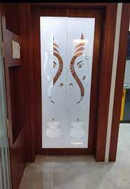 Wooden Pooja Glass Doors For Home At