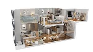 Duplex Apartment Floorplan Square50 3d