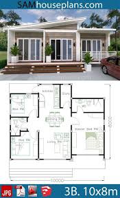 House Plans 10x8m With 3 Bedrooms Sam