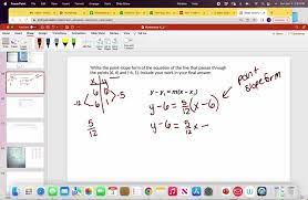 Solved Write The Point Slope Form Of