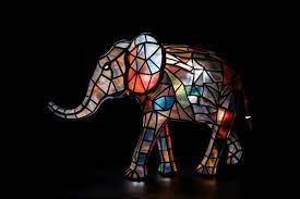 An Elephant Made Of Stained Glas On A