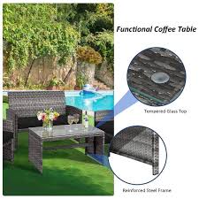 Costway 4 Piece Plastic Wicker Patio