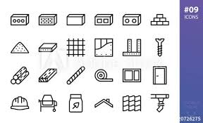 Building Materials Icons Set Roll