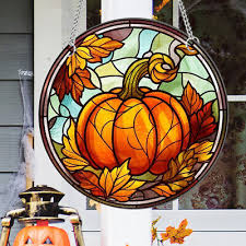 Pumpkin Stained Glass Suncatcher