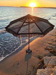 Macrame Boho Beach Umbrella With Canopy