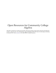 Community College Algebra 2018a