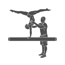 silhouette coach training young gymnast