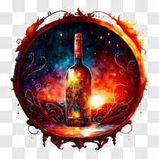 Abstract Wine Bottle Artwork Png