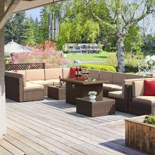 Aoxun Patio Furniture Set With Fire Pit