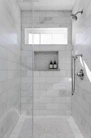 Calcutta Marble Subway Tiles On Shower