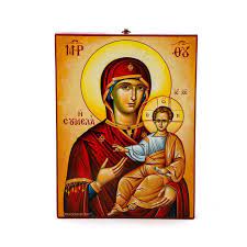 Hand Painted Virgin Mary Icon Panagia